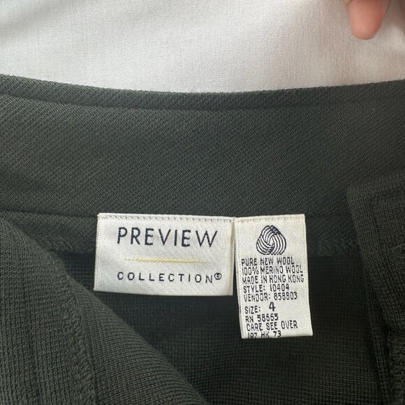 Preview Collection Skirt Size 4 Pure New Wool Pencil Mini Olive Green VTG - Picture 5 of 7